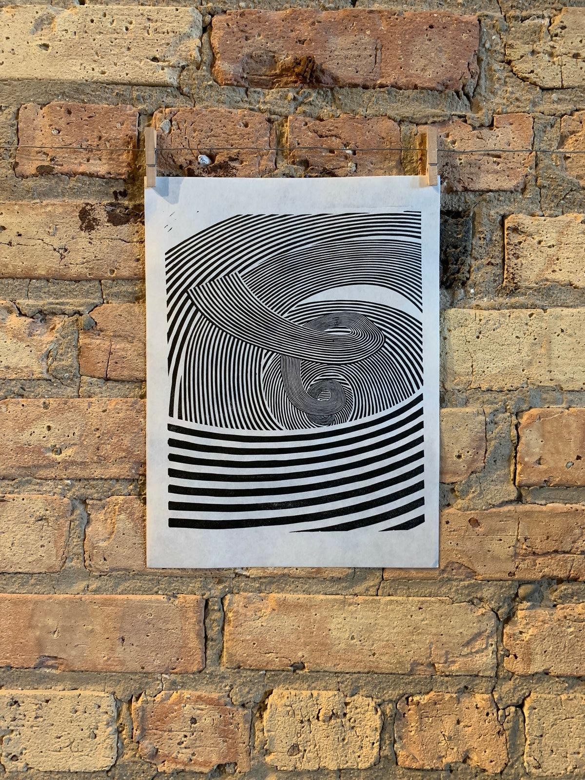 Spiral / Moire Test 08 | Linocut Print | Wall Art | Optical Illusion | Abstract | Geometric | Minimal | Op Art