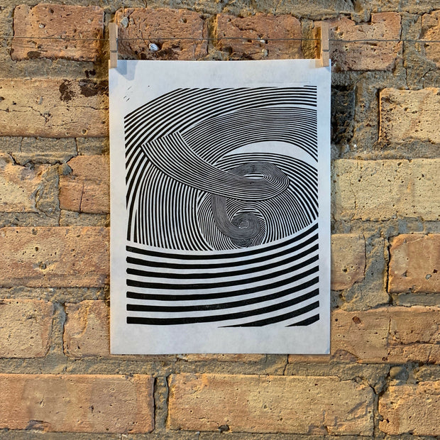 Spiral / Moire Test 08 | Linocut Print | Wall Art | Optical Illusion | Abstract | Geometric | Minimal | Op Art