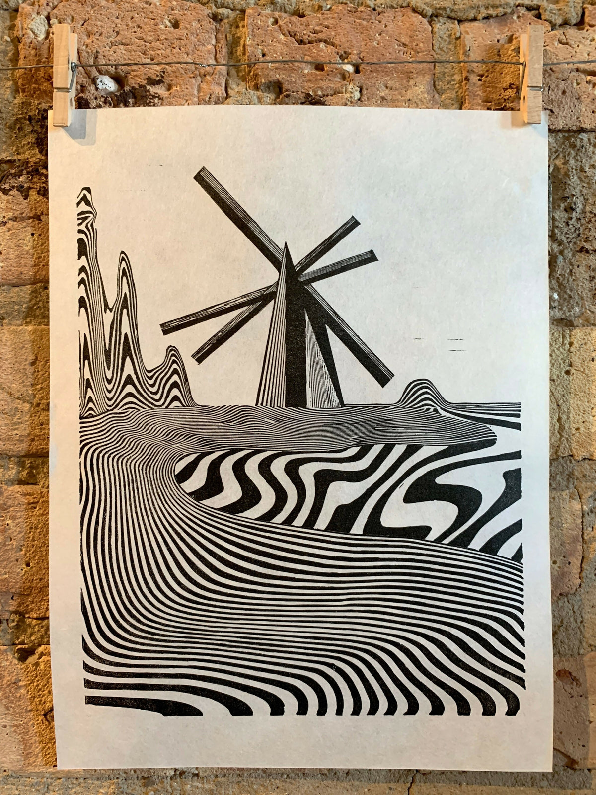 Lake Shore Drive 07 / Moire 10 | Chicago Linocut Print | Wall Art