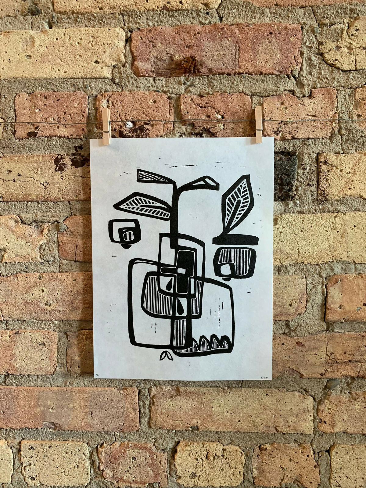 Abstract Pear | Linocut Print | Wall Art
