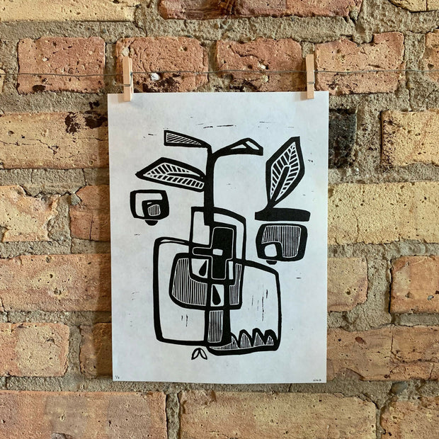 Abstract Pear | Linocut Print | Wall Art