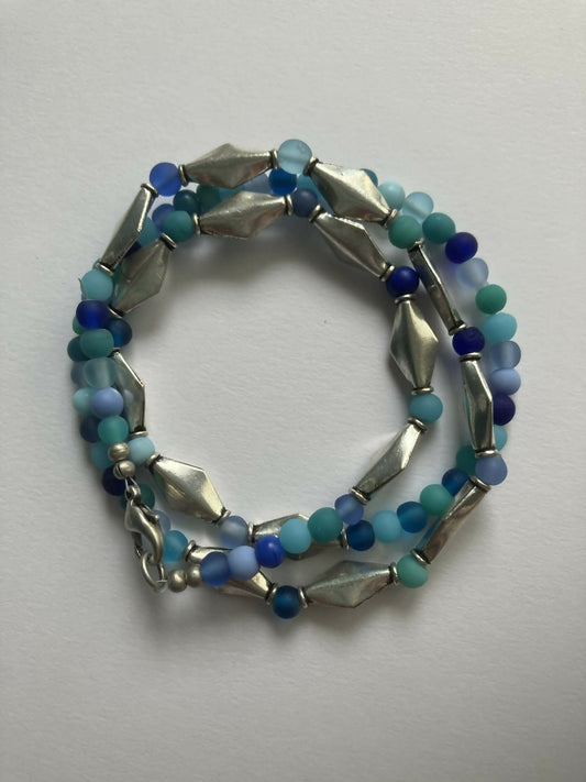 wrap bracelet - silver, blue