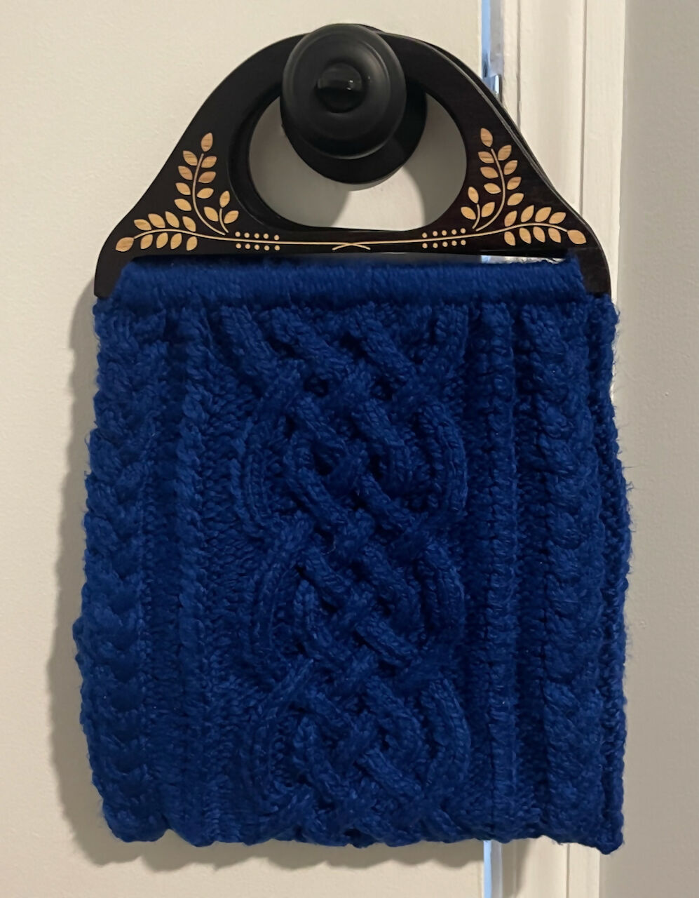 Handmade Navy Cable Knit Bag