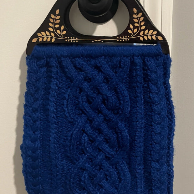 Handmade Navy Cable Knit Bag