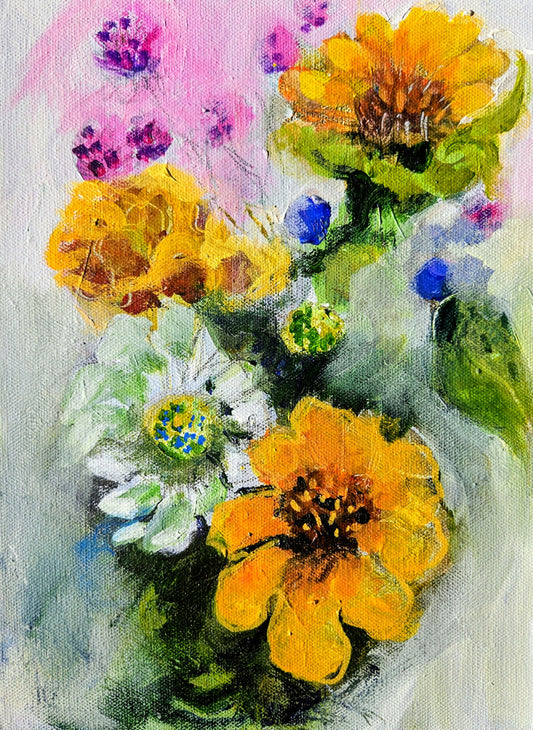 Acrylic on Canvas Painting of Wildflowers