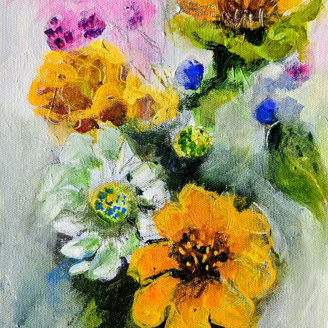 Acrylic on Canvas Painting of Wildflowers