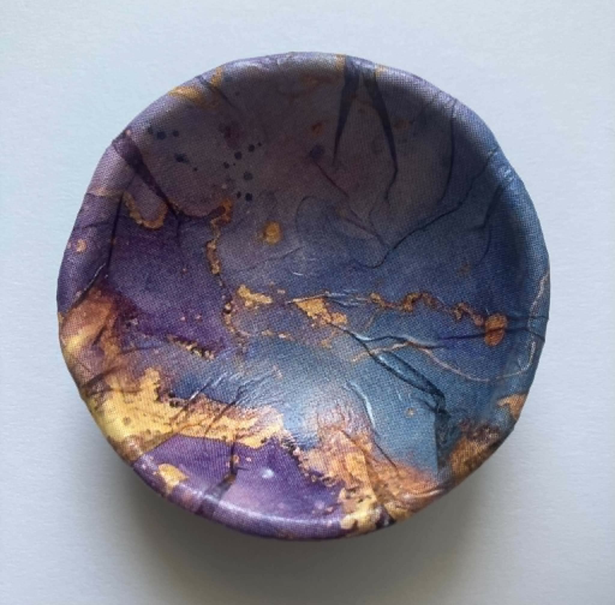 decoupage trinket dish - blue/purple