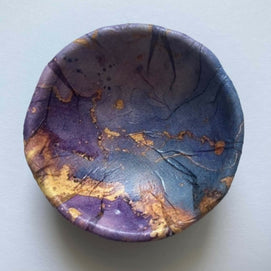 decoupage trinket dish - blue/purple