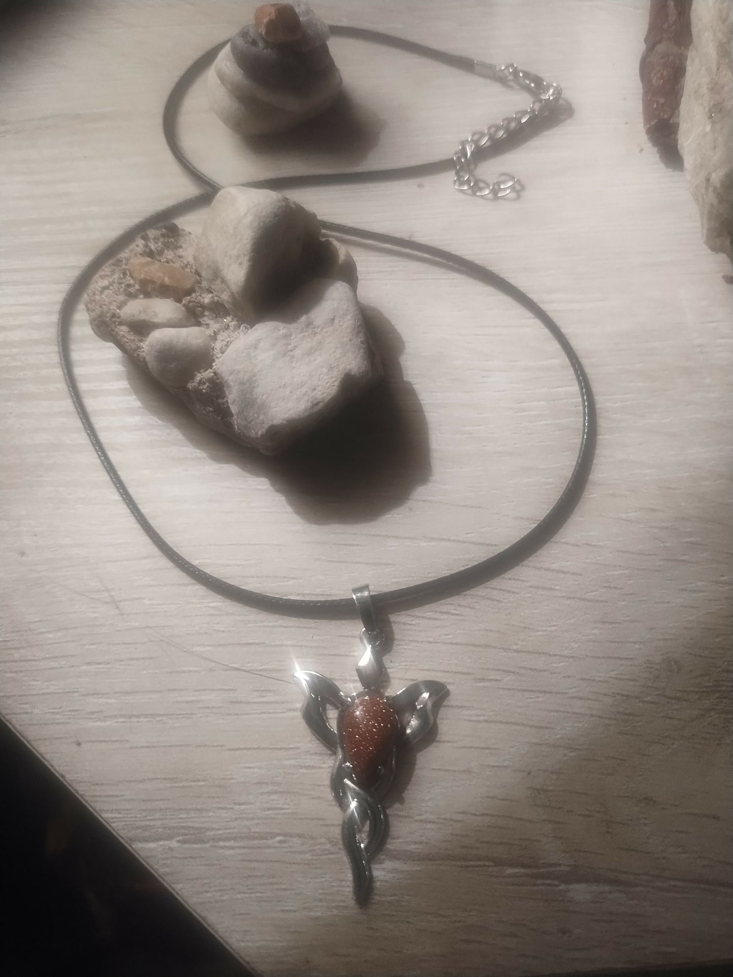 Twisted sunstone necklace