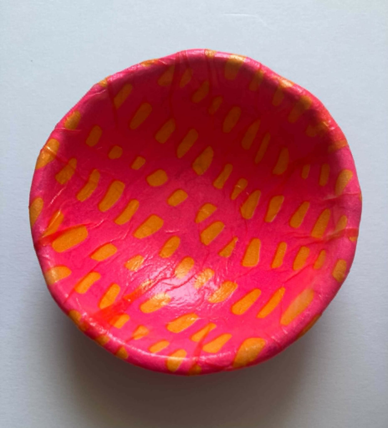 decoupage trinket dish - hot pink/orange