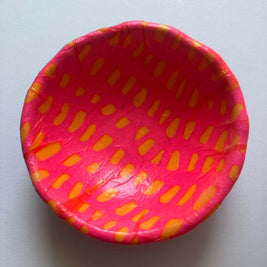 decoupage trinket dish - hot pink/orange