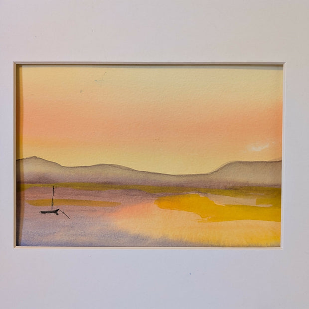 Seascape at Sunset, original watercolor