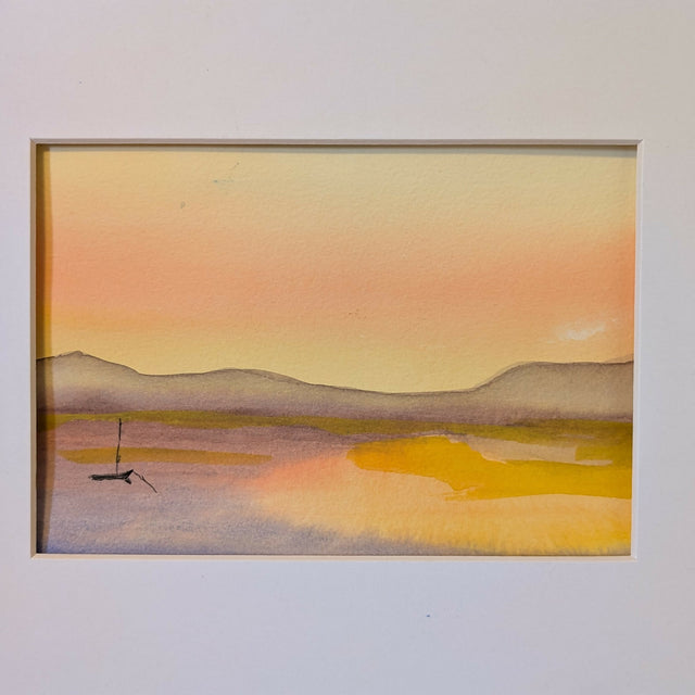 Seascape at Sunset, original watercolor