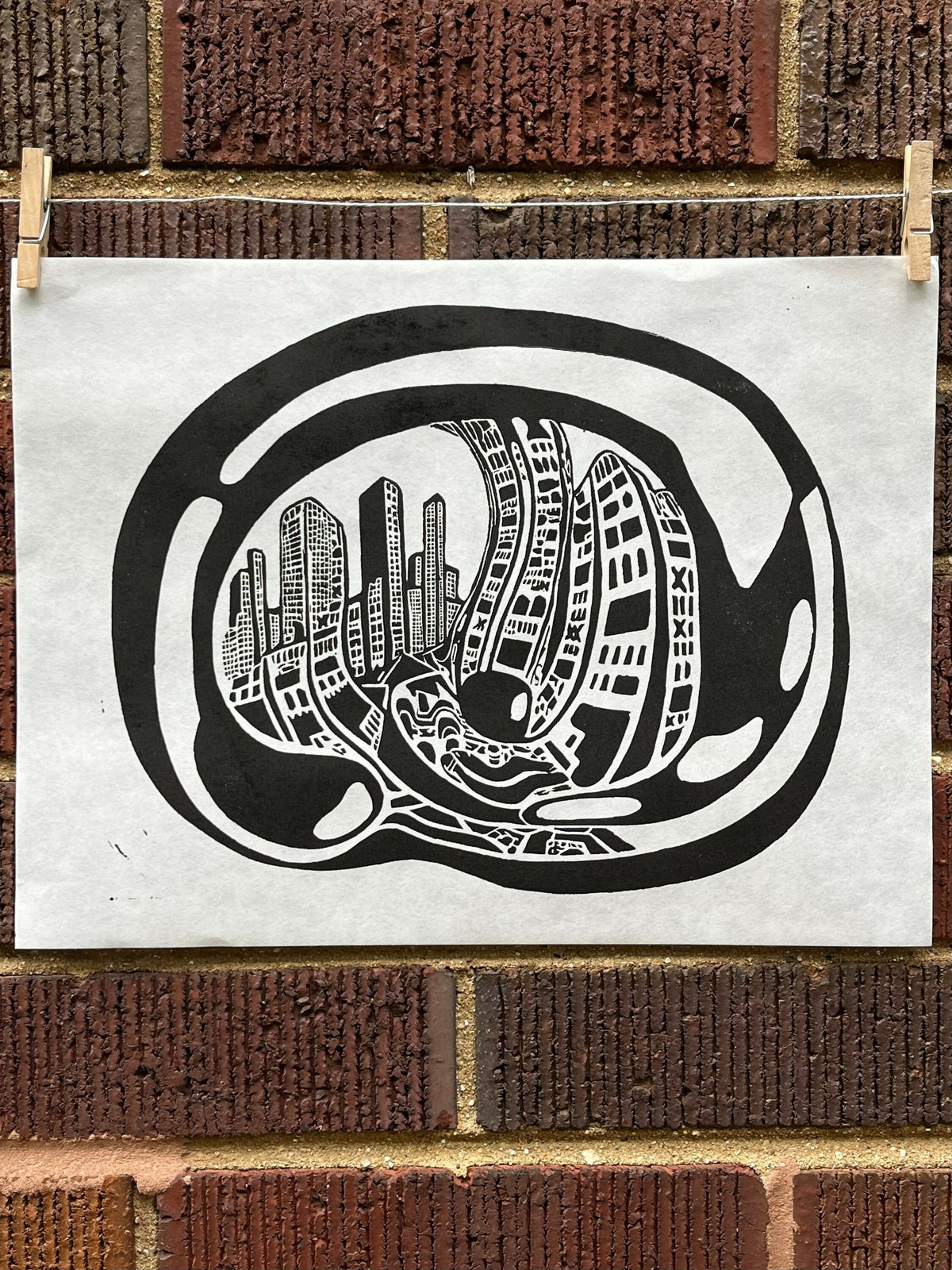 Cloudgate, Bean 02 | Millennium Park | Chicago | Linocut Print | Wall Art