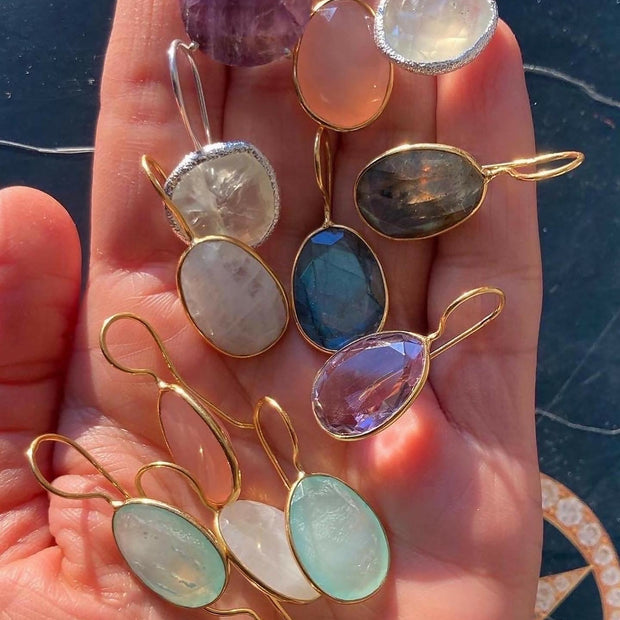 Rainbow Moonstone drop earrings