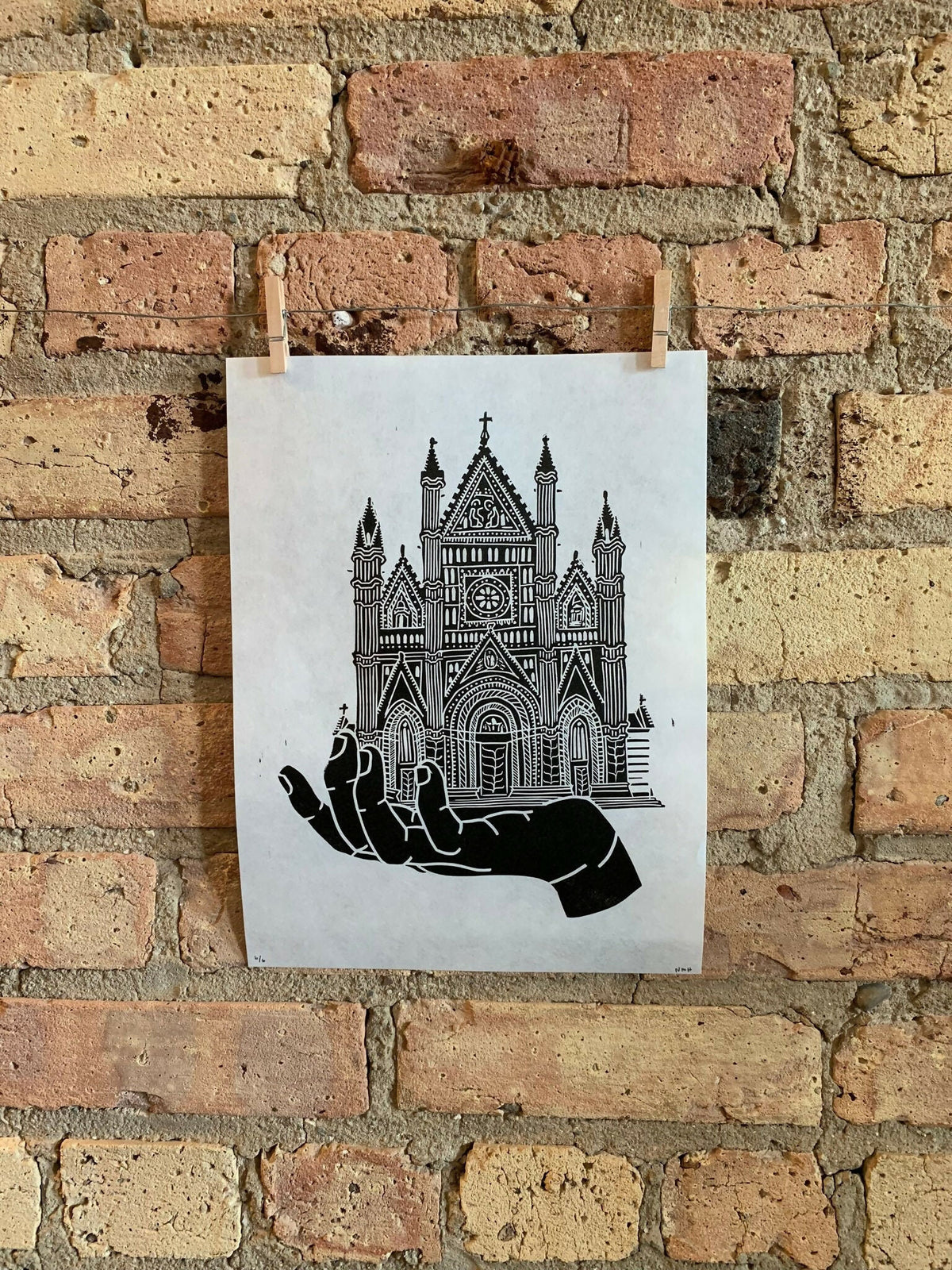 Il Duomo Orvieto Hand | Handscape | Linocut Print | Wall Art