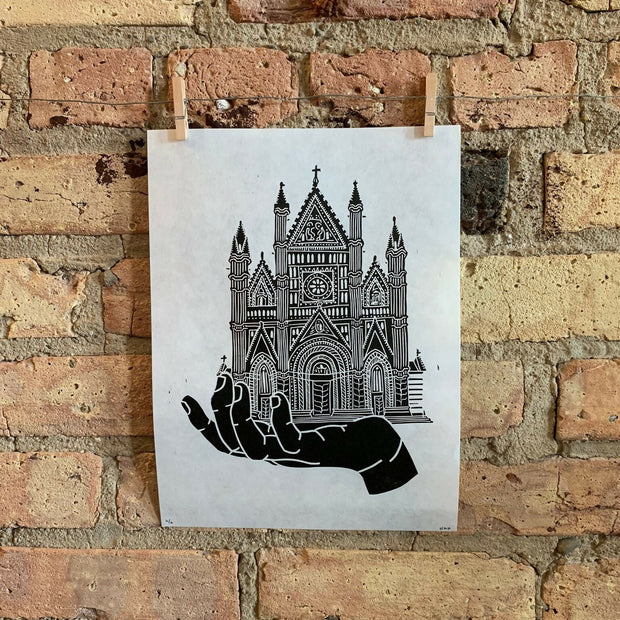 Il Duomo Orvieto Hand | Handscape | Linocut Print | Wall Art