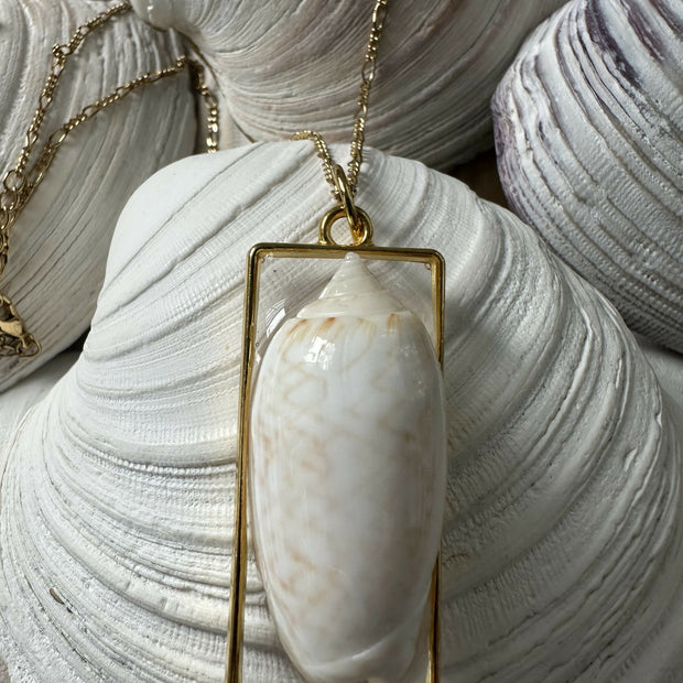 Lettered Olive Shell Pendant Necklace
