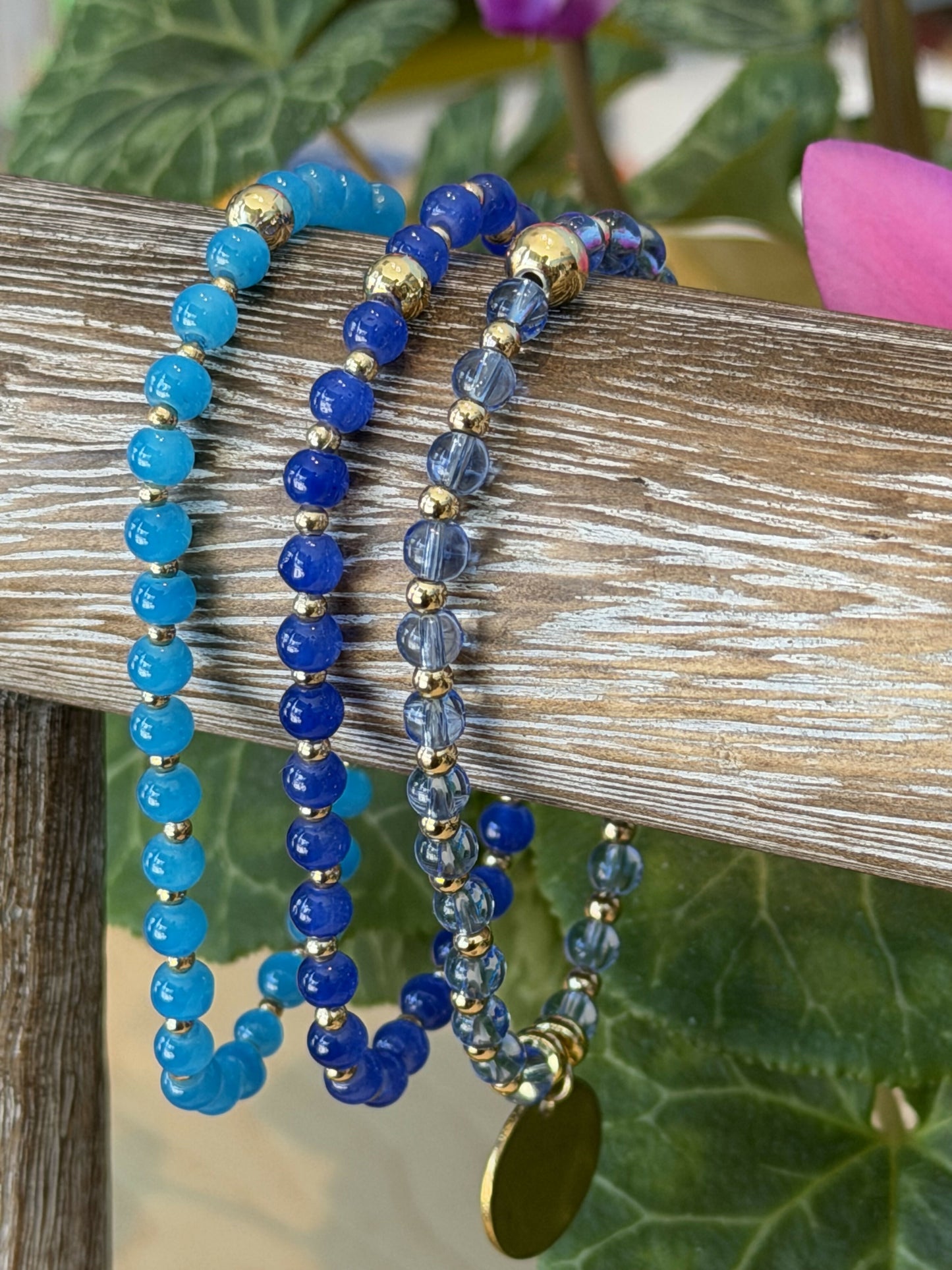 The Essentials Collection | 4mm glass bead bracelet with 2mm gold plated spacer beads