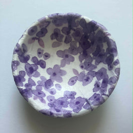 decoupage trinket dish - purple flowers