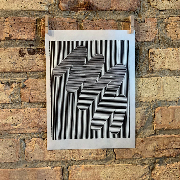 Round Brush / Moire 16 | Optical Illusion | Linocut Print | Wall Art