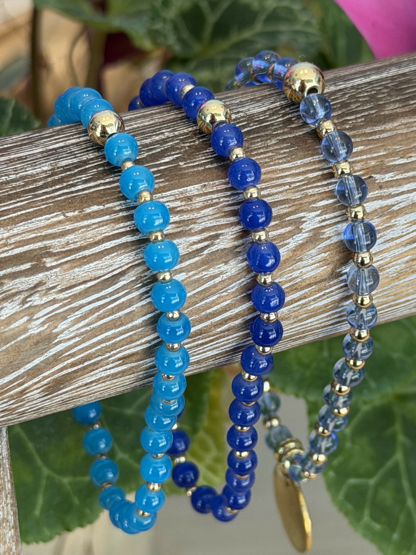 The Essentials Collection | 4mm glass bead bracelet with 2mm gold plated spacer beads