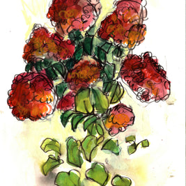 Wildflowers Mixed Media Painting, 9 x 12 unframed