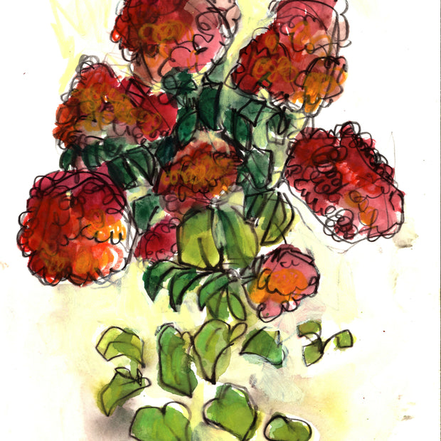 Wildflowers Mixed Media Painting, 9 x 12 unframed