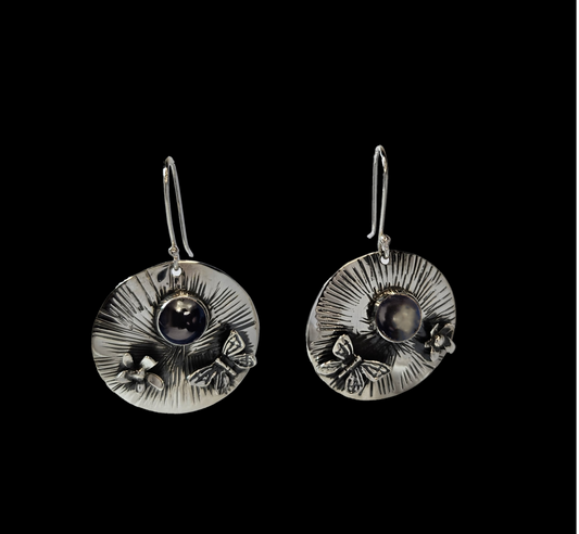 Onix Papalotl Flower Earrings