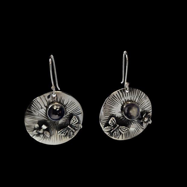 Onix Papalotl Flower Earrings