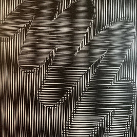 Round Brush / Moire 16 | Optical Illusion | Linocut Print | Wall Art