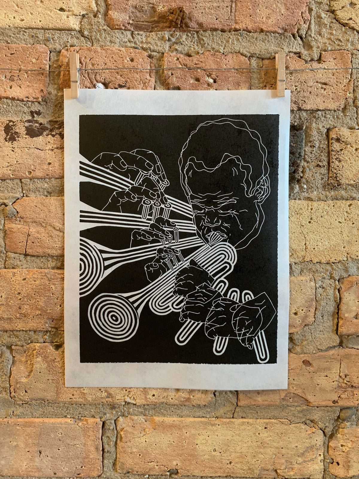 Miles Davis, 1969 | Jazz Trumpet | Linocut Print | Wall Art