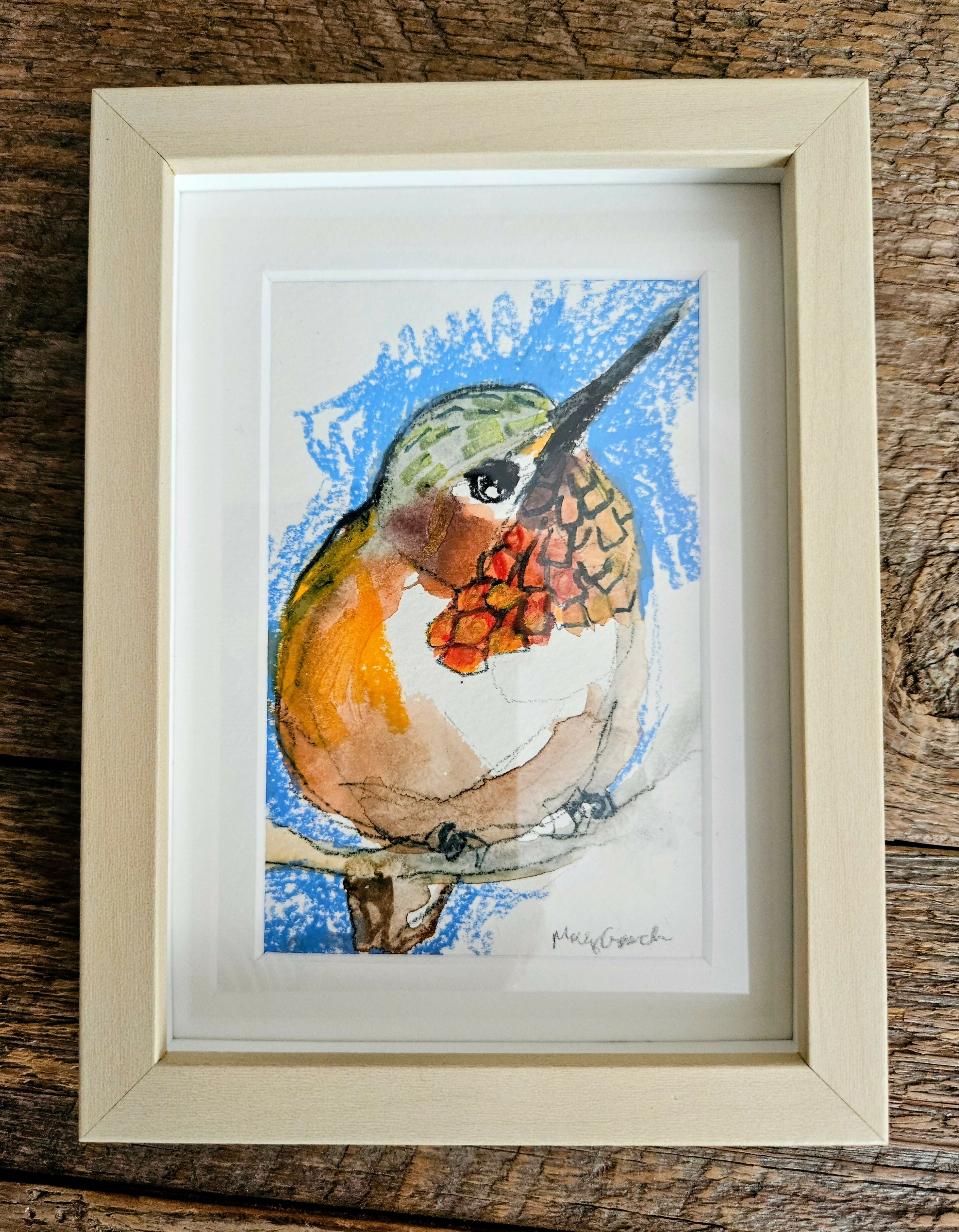 Peer, 5 x 7 Mixed Media Watercolor on Paper, Framed