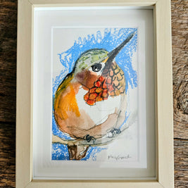Peer, 5 x 7 Mixed Media Watercolor on Paper, Framed