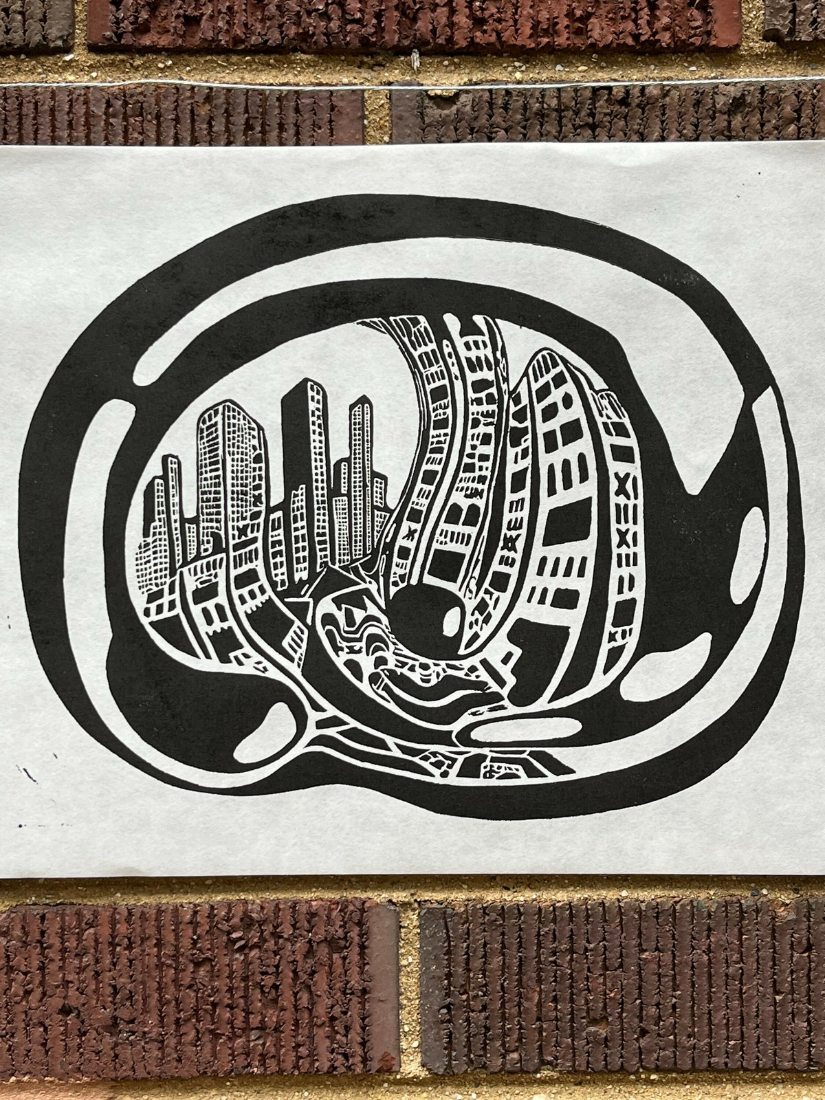 Cloudgate, Bean 02 | Millennium Park | Chicago | Linocut Print | Wall Art