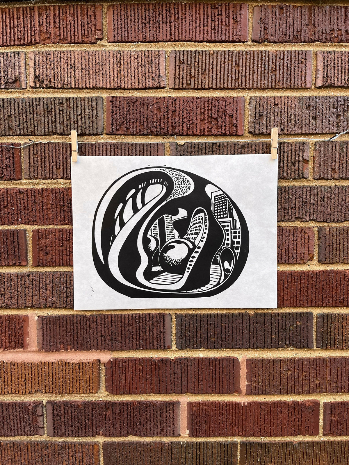Cloudgate, Bean 01 | Millennium Park | Chicago | Linocut Print | Wall Art