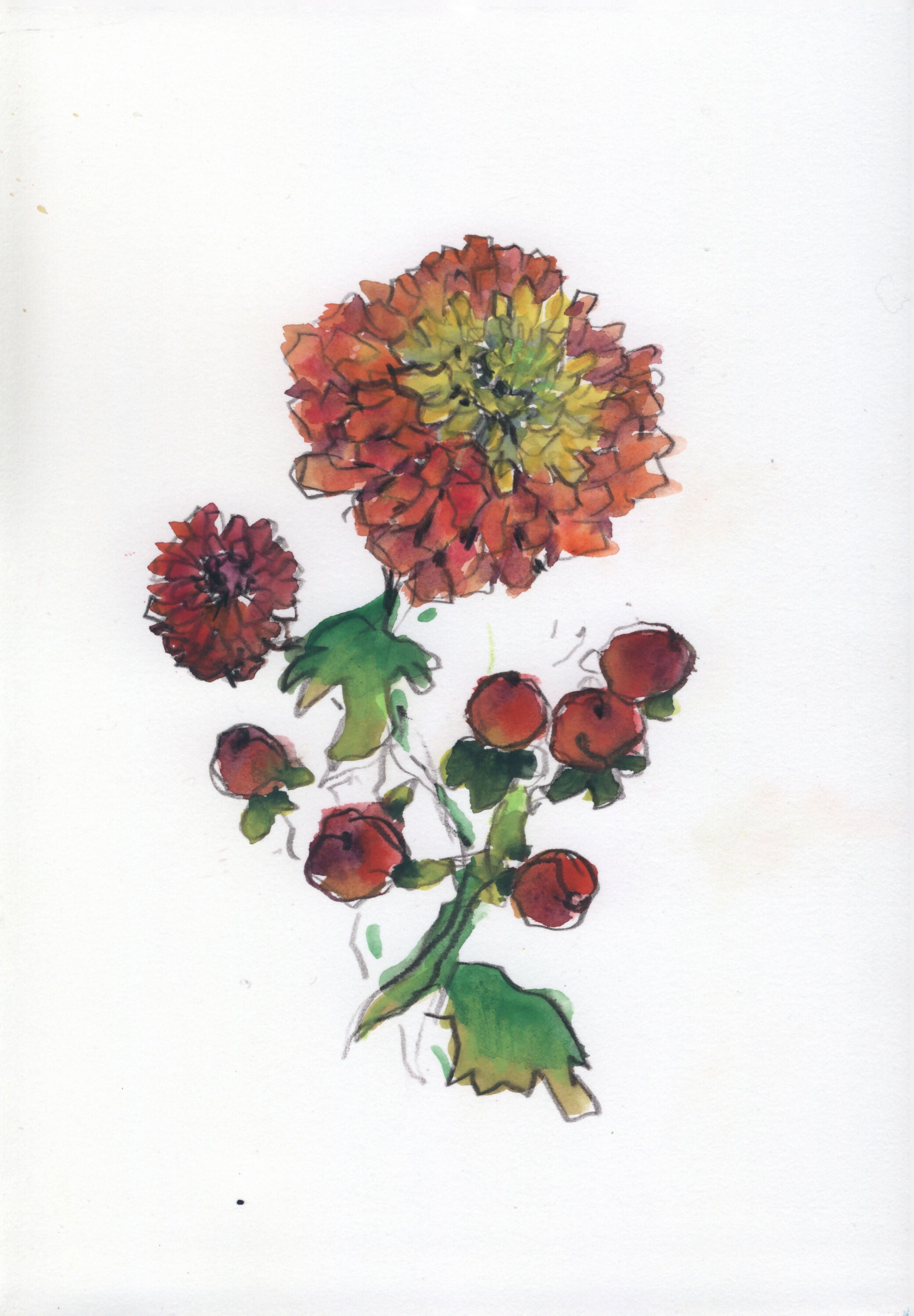 5 x 7 Unframed Drawing (Mixed Media), Holiday Market