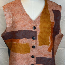 Nuno Felted Patchwork Vest-Rust