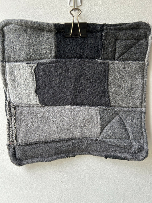 Upcycled Wool Trivet - Blacks & Greys