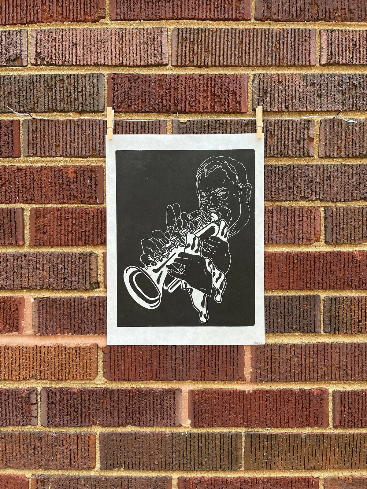Louis “Satchmo” Armstrong | Jazz Trumpeter | Linocut Print | Wall Art