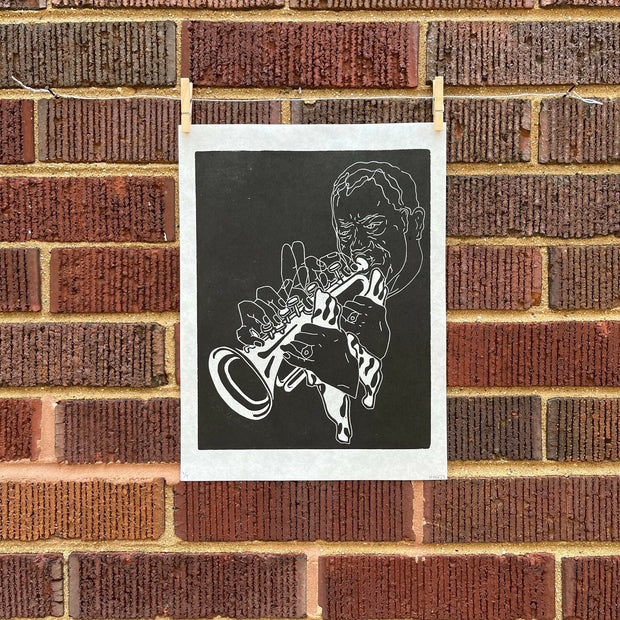 Louis “Satchmo” Armstrong | Jazz Trumpeter | Linocut Print | Wall Art