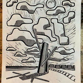 Lake Shore Drive 10 | Chevron Statue, Diversey Harbor | Lake Michigan | Chicago | Linocut Print | Wall Art