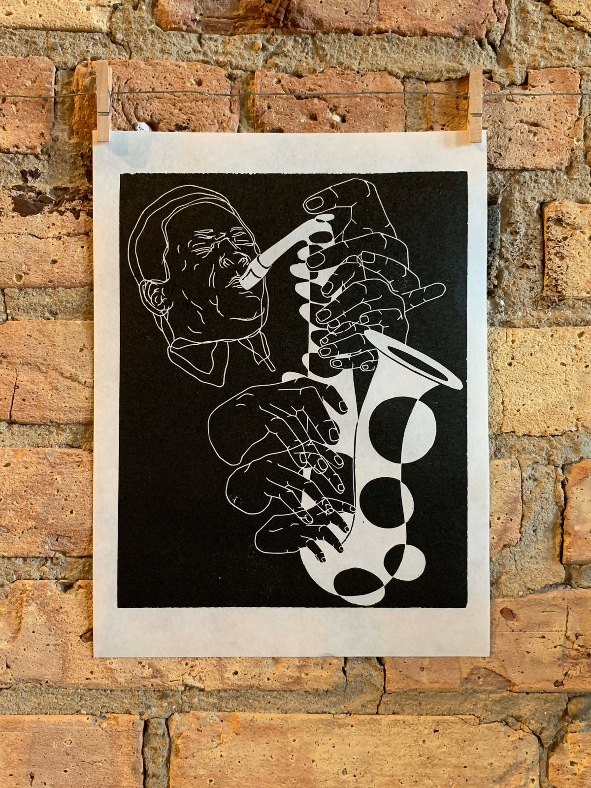 John Coltrane, 1965 | Jazz Sax Saxophone | Linocut Print | Wall Art