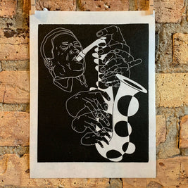 John Coltrane, 1965 | Jazz Sax Saxophone | Linocut Print | Wall Art