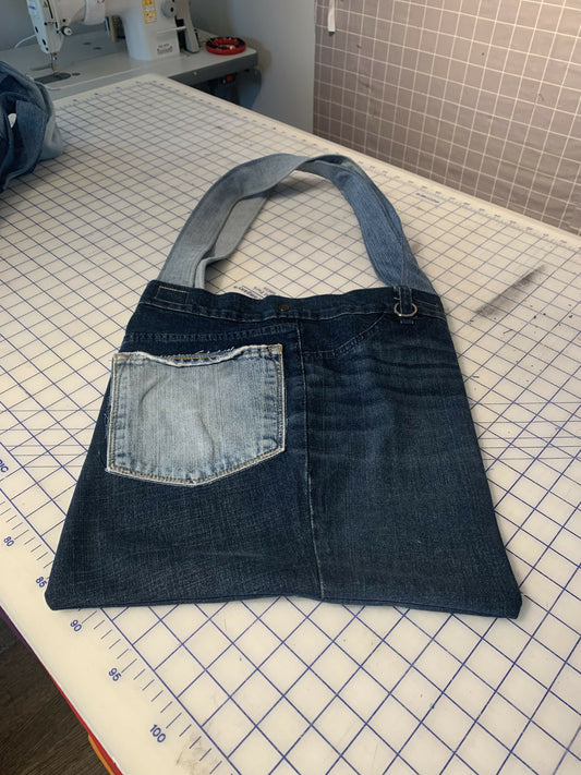 Denim market tote bag