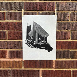 Ronchamp Hand | Le Corbusier | Notee Dame du Ronchamp | Handscape | Linocut Print | Wall Art