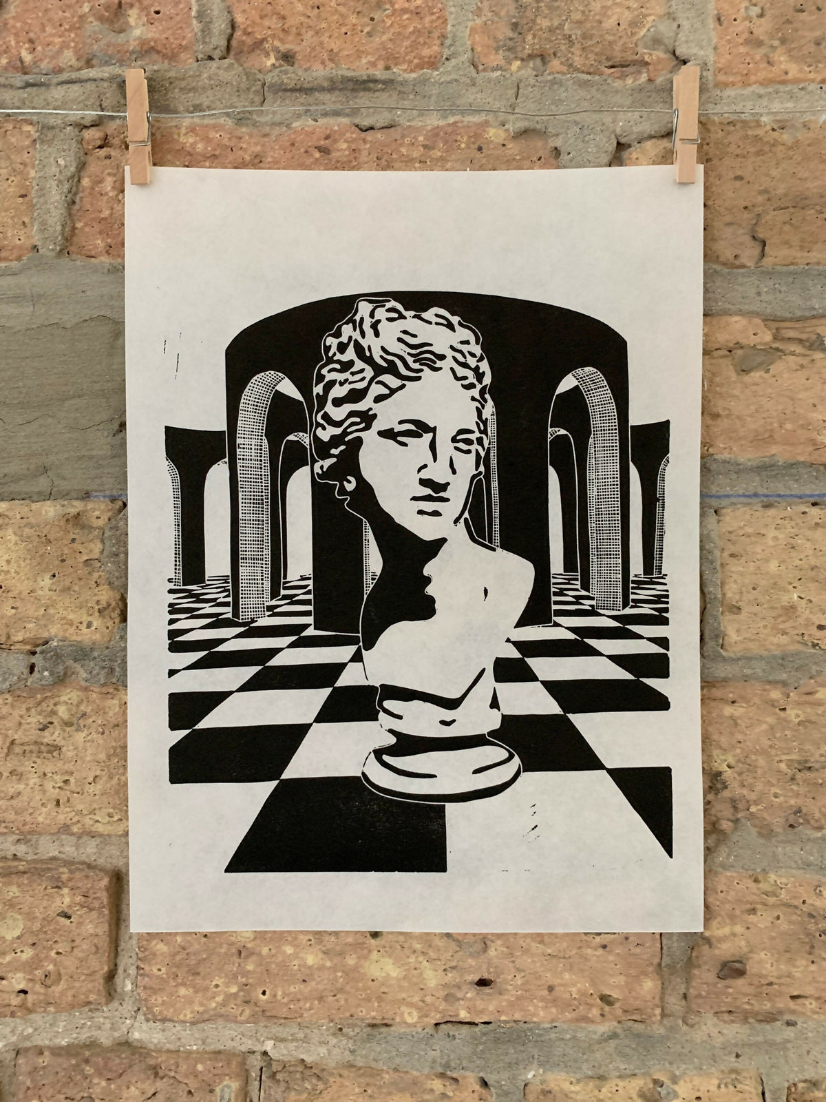 Arches 02 | de Chirico, Venus de Medici, Surrealism | Linocut Print | Wall Art