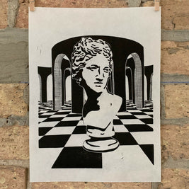 Arches 02 | de Chirico, Venus de Medici, Surrealism | Linocut Print | Wall Art