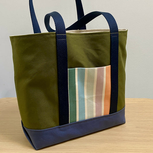 Tiny Tote in Summer Stripe and Moss