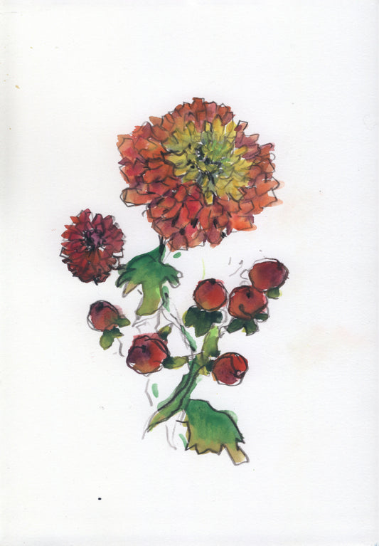 9 x 12 Drawing (Mixed Media) Unframed, Holiday Market